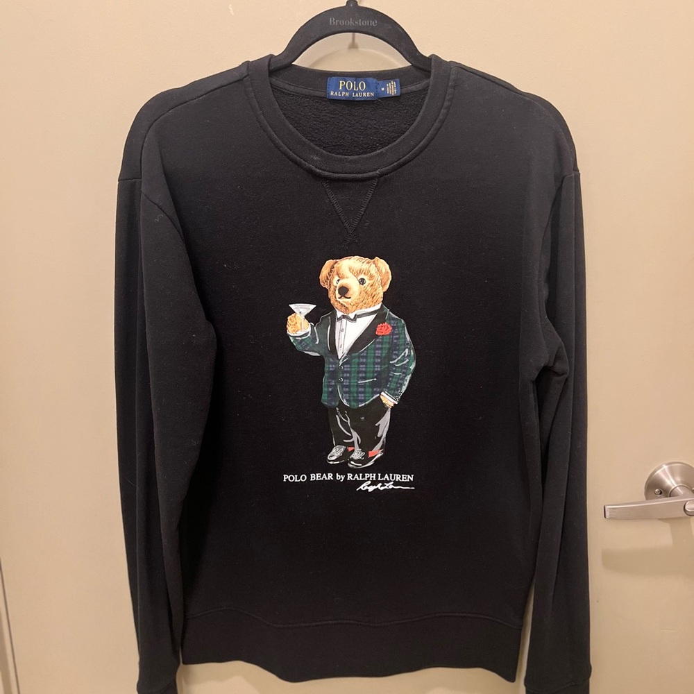 Ralph Lauren Black Sweater with Tuxedo Bear